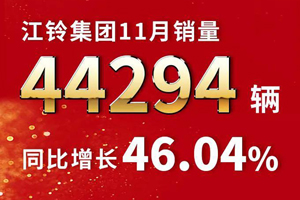 连续8个月上涨 江铃集团销量同比增长46.04%
