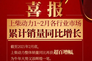 上柴动力一二月份销量同比获超百增幅