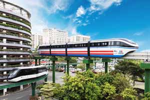 中国、巴西共同见证 全球首条跨海云轨正式下线
