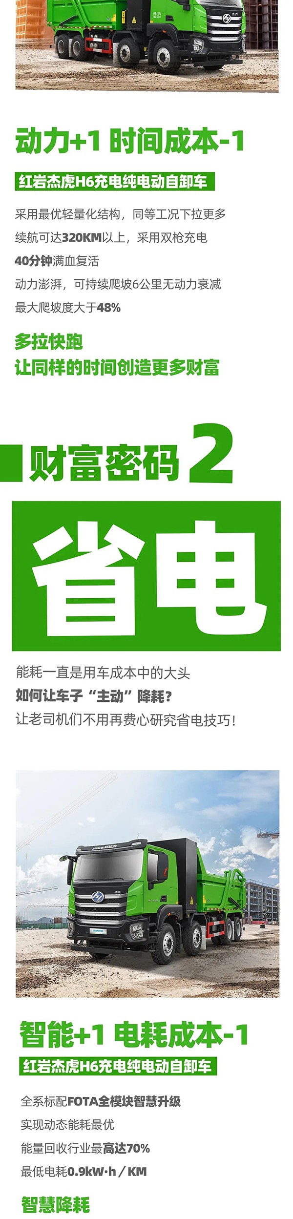 算好成本“加减法”，红岩杰虎H6充电纯电动自卸车助您一省到底！