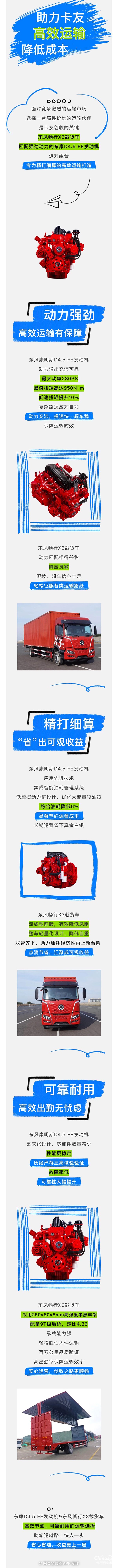 东风康明斯D4.5 FE&东风畅行X3:高效节油，创收路上的坚实后盾