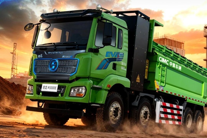 中集·陕汽M3000E一体化纯电U型渣土车，为高效运营而生！