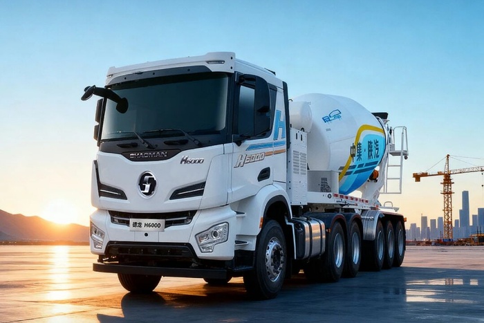 中集·陕汽一体化H6000混动牵引搅拌车，更省、更快、更能赚