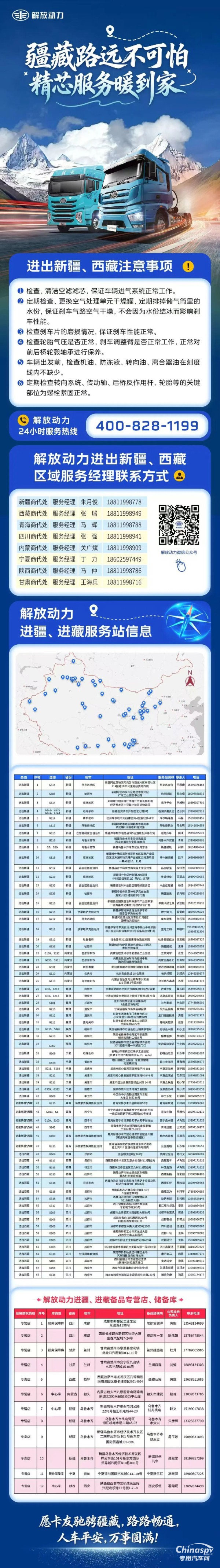 解放动力：疆藏路远不可怕，精芯服务暖到家！