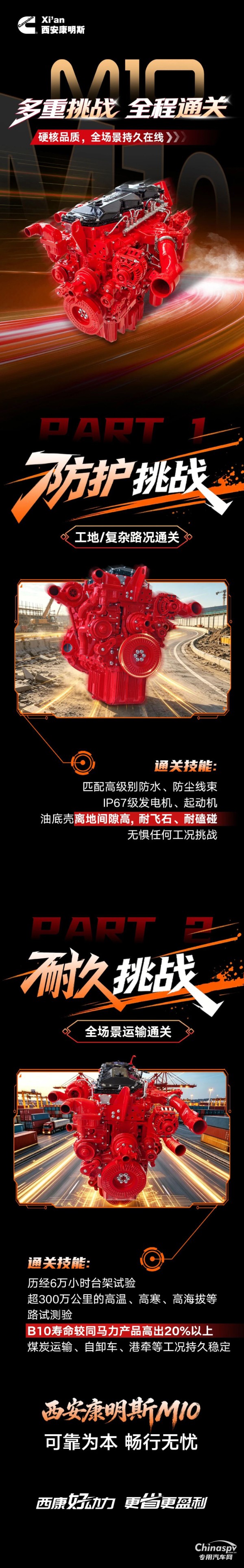 多重挑战，全程通关！西安康明斯M10发动机硬核品质，全场景持久在线！